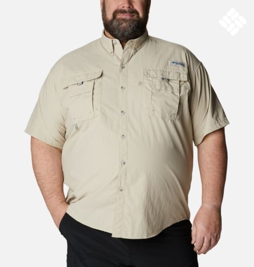 Men's Columbia PFG Bahama II Short Sleeve Shirts Khaki | Plus Size CA-X6C50